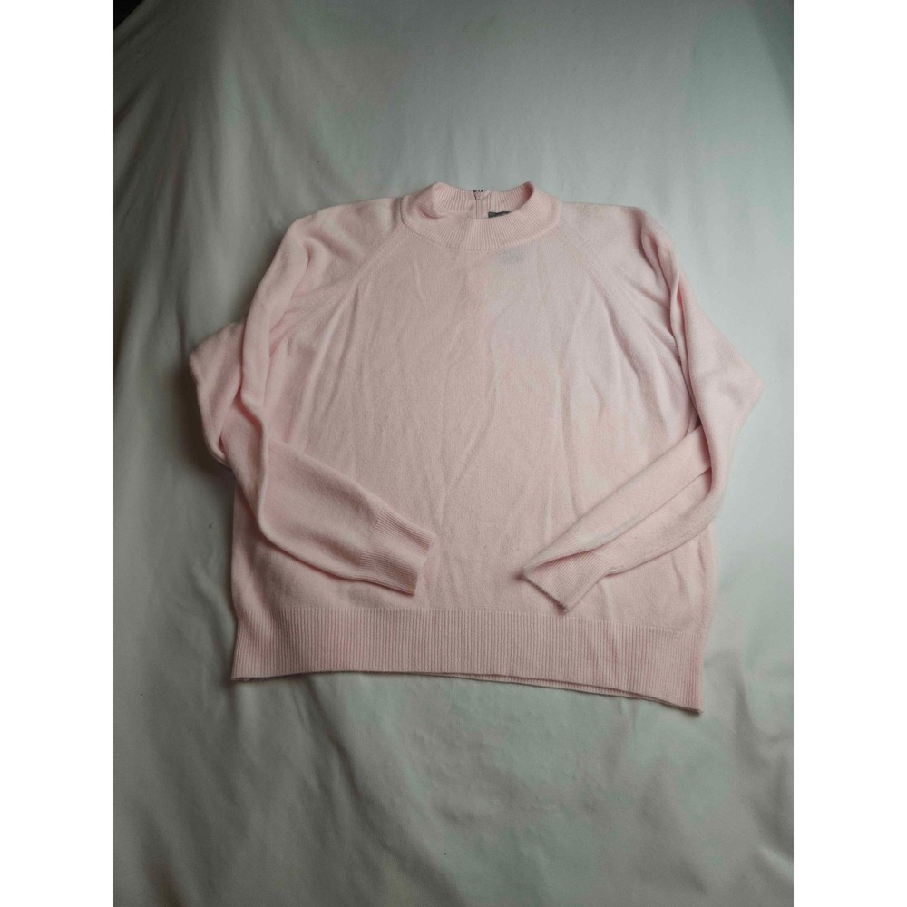 Designers Originals Luxelon Pink Mock Neck Back Zip Raglan Sweater Large Womens
